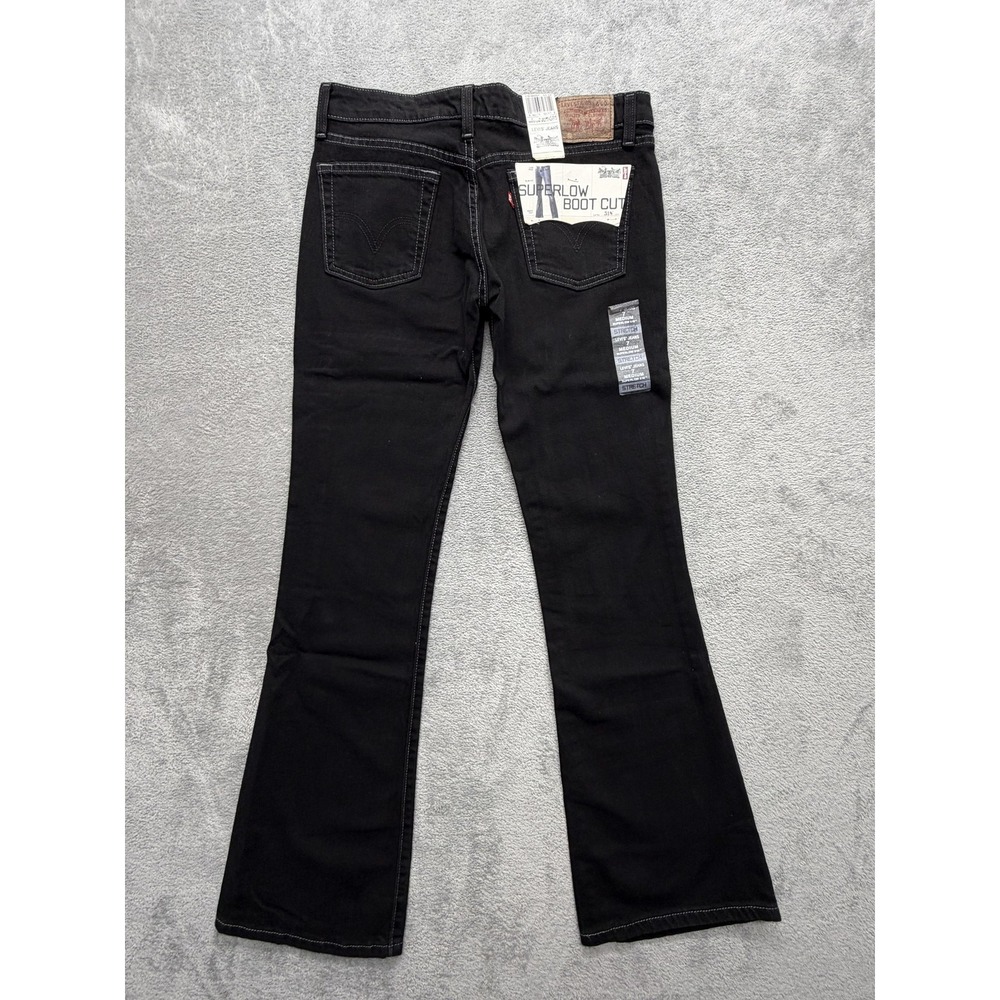 Levis 518 Jeans Girls 7 Black Superlow Boot Cut Slim Stretch - Picture 5 of 9